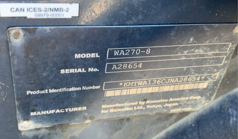 
								2019 Komatsu WA270-8 Articulating Wheel Loader Tractor AC Bucket Forks full									
