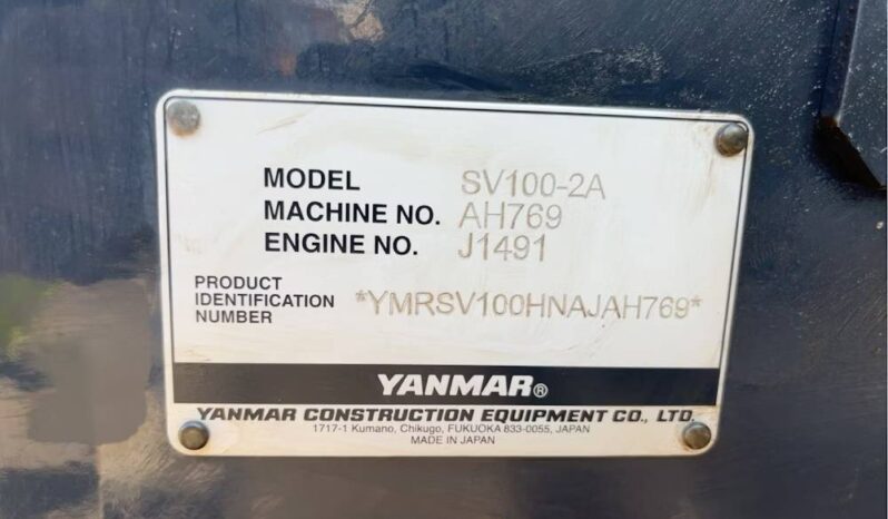 
								2022 Yanmar SV100-2A Mini Excavator Backhoe AC Cab Aux Hyd Thumb full									