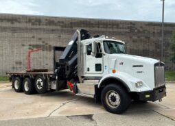 2014 Kenworth T800 TriA Knuckle Boom Flatbed Truck Hiab 322-7 HiPro