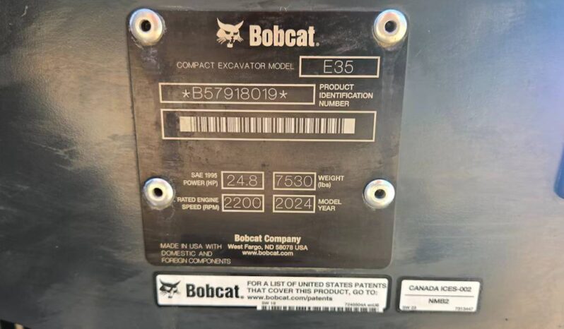 
								2024 Bobcat E35 Mini Excavator Rubber Tracks Cab Backhoe Thumb Aux Hyd full									